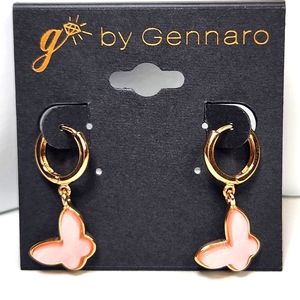 G by Gennaro Butterfly Charm Hoop Earrings Statement Jewelry